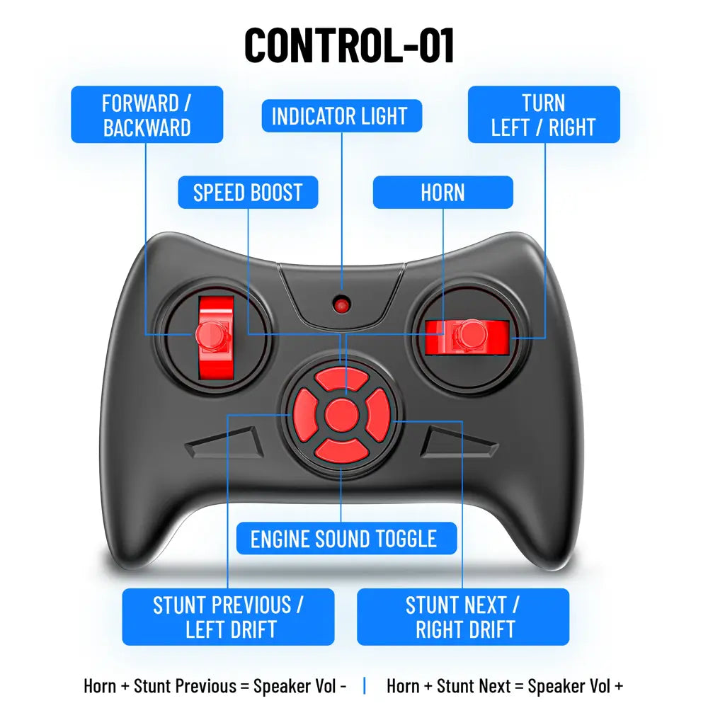 MIRANA SPIKER APP AND REMOTE CONTROL CAR- IN-BUILT BLUETOOTH SPEAKER, SCALE 1:20, 2000 MAH C-TYPE USB  RECHARGEABLE BATTERY, RGB HEADLIGHTS, SPRING SUSPENSION (RED)