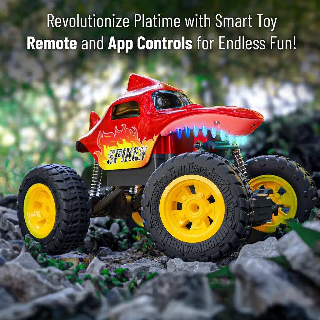 MIRANA SPIKER APP AND REMOTE CONTROL CAR- IN-BUILT BLUETOOTH SPEAKER, SCALE 1:20, 2000 MAH C-TYPE USB  RECHARGEABLE BATTERY, RGB HEADLIGHTS, SPRING SUSPENSION (RED)