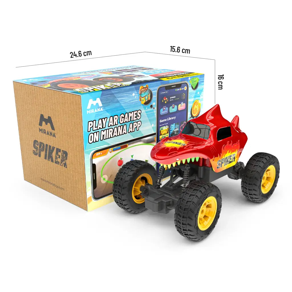 MIRANA SPIKER APP AND REMOTE CONTROL CAR- IN-BUILT BLUETOOTH SPEAKER, SCALE 1:20, 2000 MAH C-TYPE USB  RECHARGEABLE BATTERY, RGB HEADLIGHTS, SPRING SUSPENSION (RED)