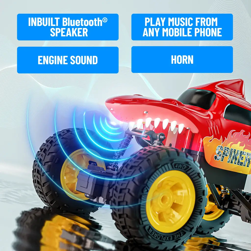 MIRANA SPIKER APP AND REMOTE CONTROL CAR- IN-BUILT BLUETOOTH SPEAKER, SCALE 1:20, 2000 MAH C-TYPE USB  RECHARGEABLE BATTERY, RGB HEADLIGHTS, SPRING SUSPENSION (RED)