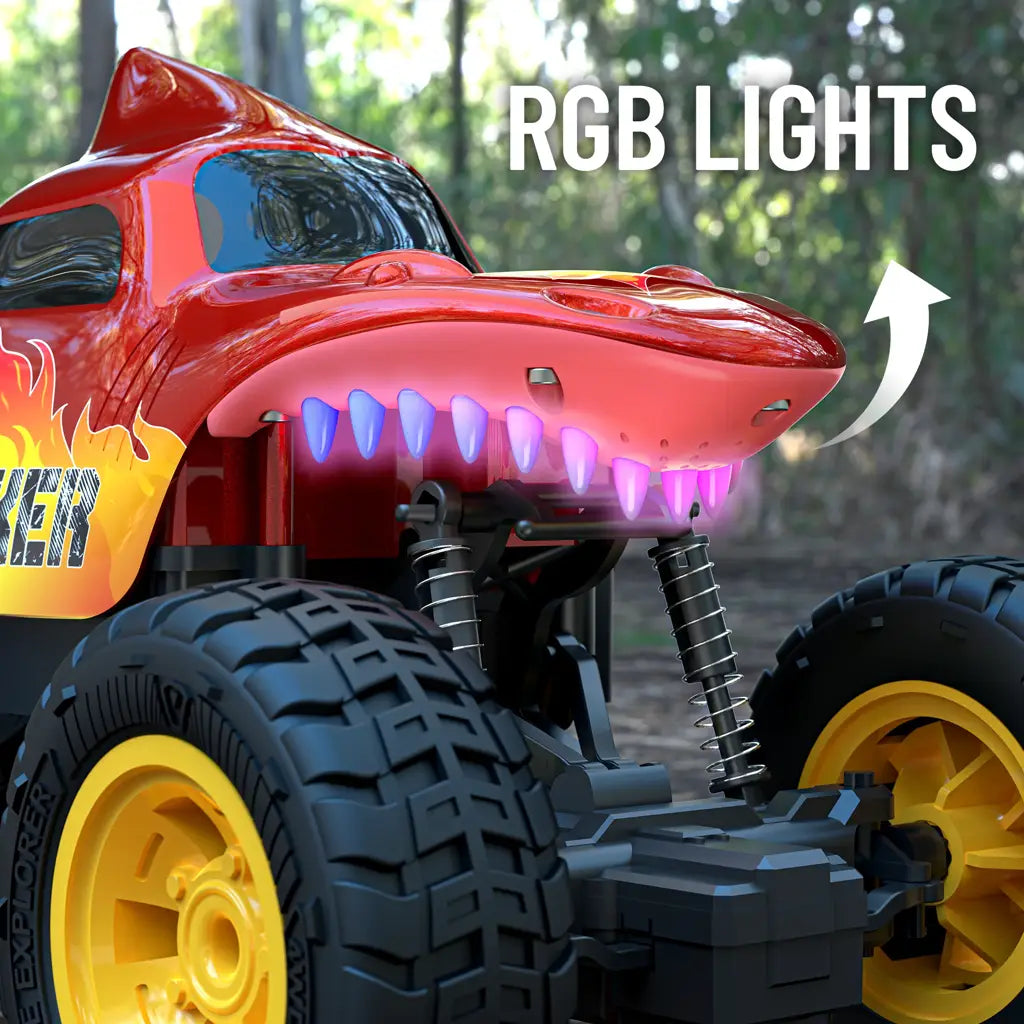MIRANA SPIKER APP AND REMOTE CONTROL CAR- IN-BUILT BLUETOOTH SPEAKER, SCALE 1:20, 2000 MAH C-TYPE USB  RECHARGEABLE BATTERY, RGB HEADLIGHTS, SPRING SUSPENSION (RED)