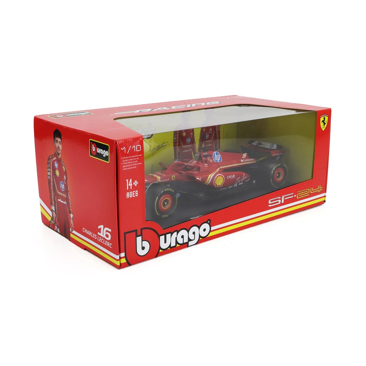BBURAGO #16 LECLERC SF24 2024 SEASON 1:18 SCALE DIECAST MODEL