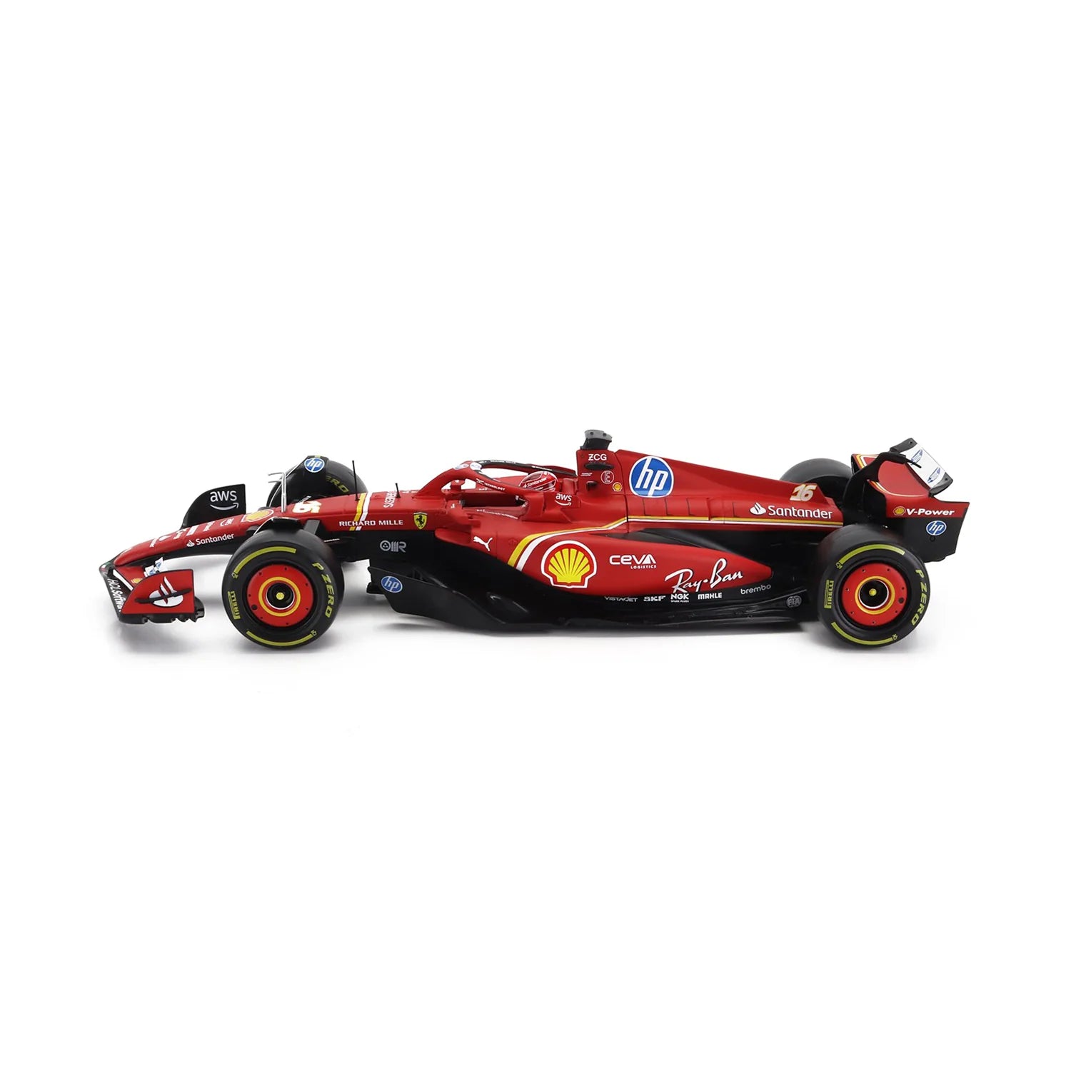 BBURAGO #16 LECLERC SF24 2024 SEASON 1:18 SCALE DIECAST MODEL