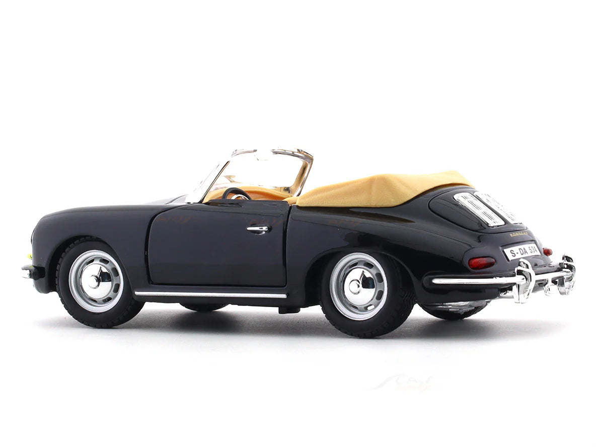 BBURAGO 1961 PORSCHE 356B CABRIOLET BLACK 1:24 SCALE 92078