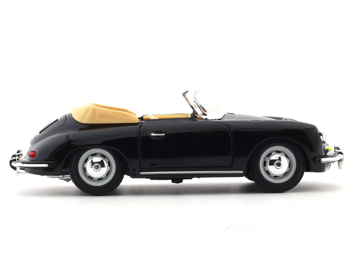 BBURAGO 1961 PORSCHE 356B CABRIOLET BLACK 1:24 SCALE 92078