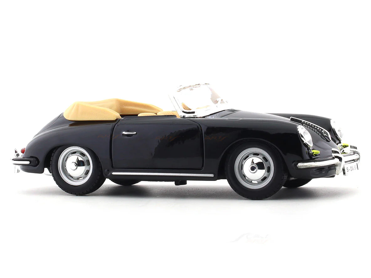 BBURAGO 1961 PORSCHE 356B CABRIOLET BLACK 1:24 SCALE 92078