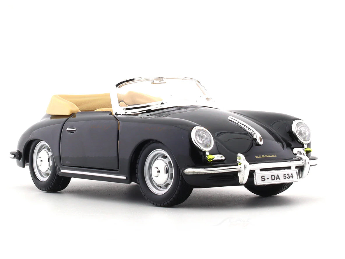 BBURAGO 1961 PORSCHE 356B CABRIOLET BLACK 1:24 SCALE 92078