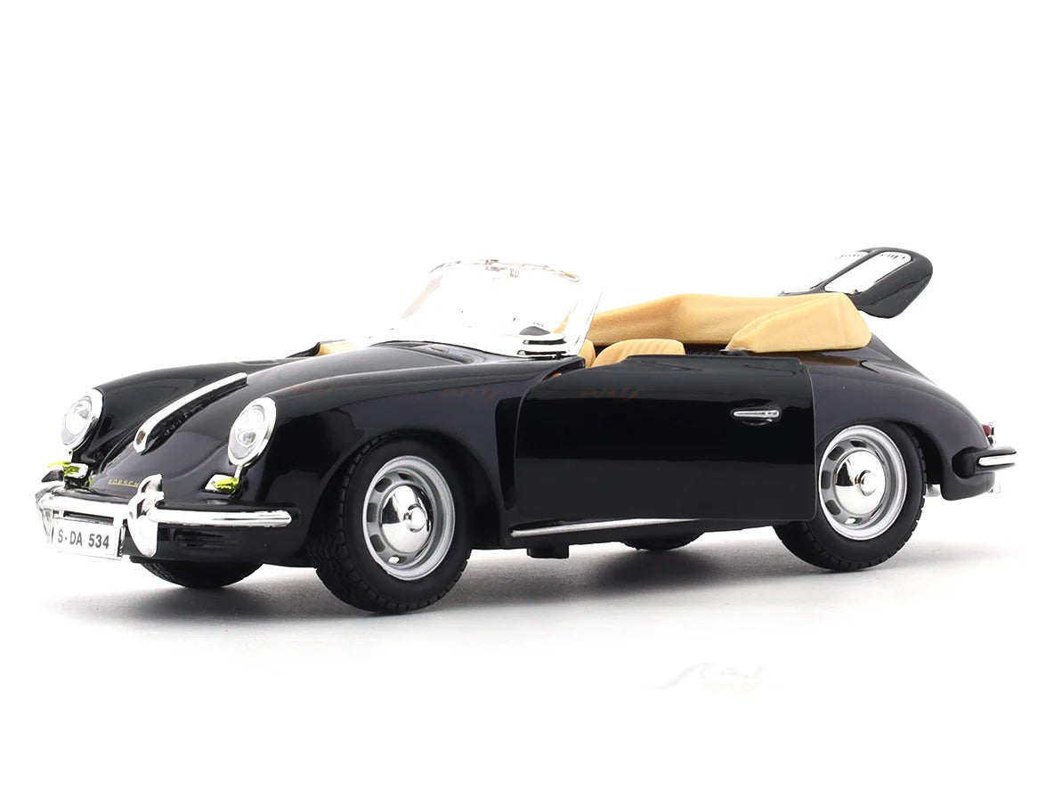 BBURAGO 1961 PORSCHE 356B CABRIOLET BLACK 1:24 SCALE 92078