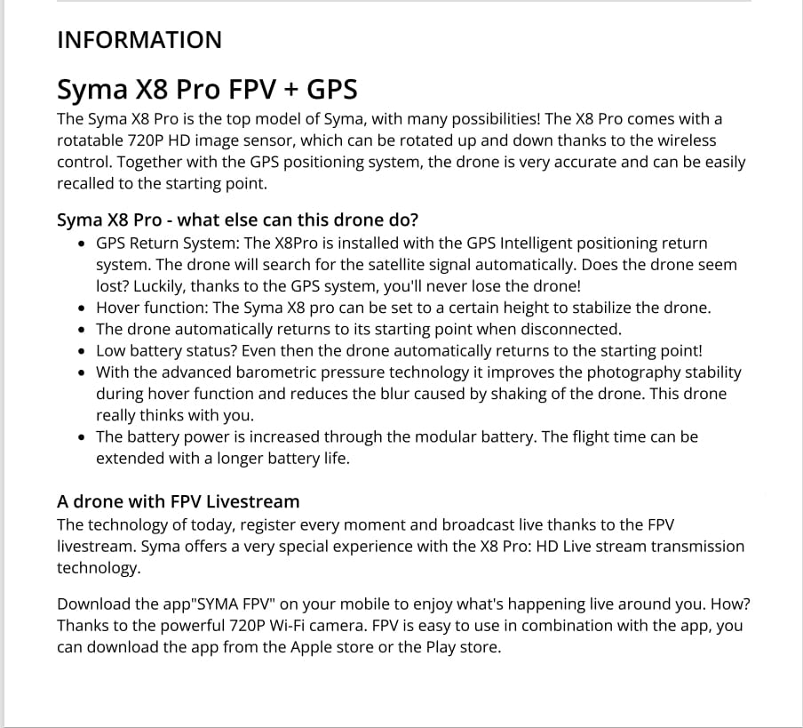 Syma X8 Pro Fpv Real Time Drone- With Camera