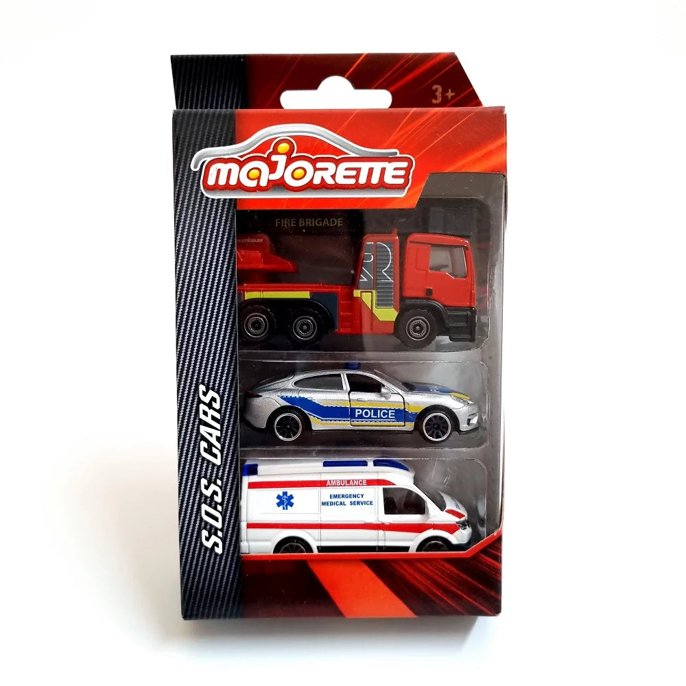 Majorette Diecast S.O.S Car Model Set of 3 Cars