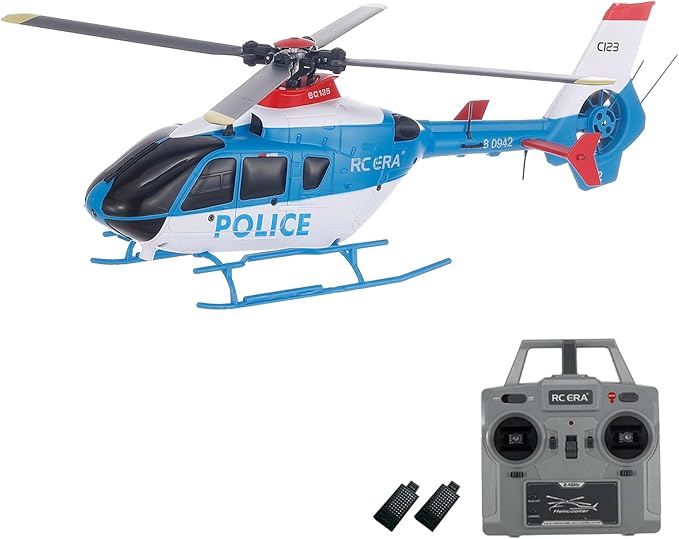 RC Helicopter RC ERA C123 EC135 Scaled 1:36 6CH 6-Axis Altitude Hold Optical Flow Positioning Version(BLUE)