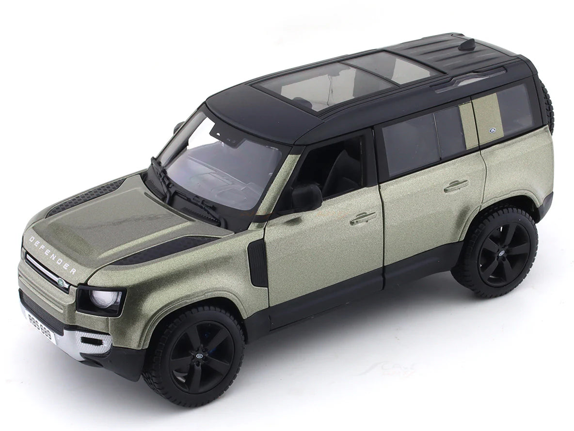 BBURAGO - 1/24 SCALE MODEL LAND ROVER DEFENDER 110 REPLICA MINIATURE SUV 2022 (GREEN) 18-91101S
