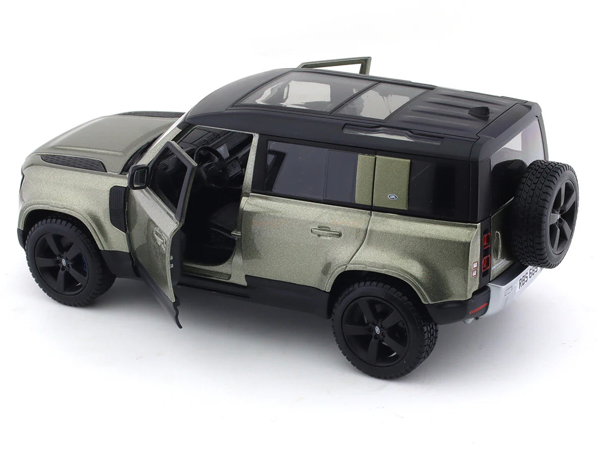 BBURAGO - 1/24 SCALE MODEL LAND ROVER DEFENDER 110 REPLICA MINIATURE SUV 2022 (GREEN) 18-91101S