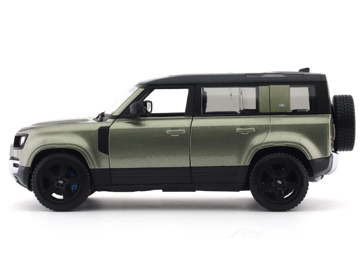 BBURAGO - 1/24 SCALE MODEL LAND ROVER DEFENDER 110 REPLICA MINIATURE SUV 2022 (GREEN) 18-91101S