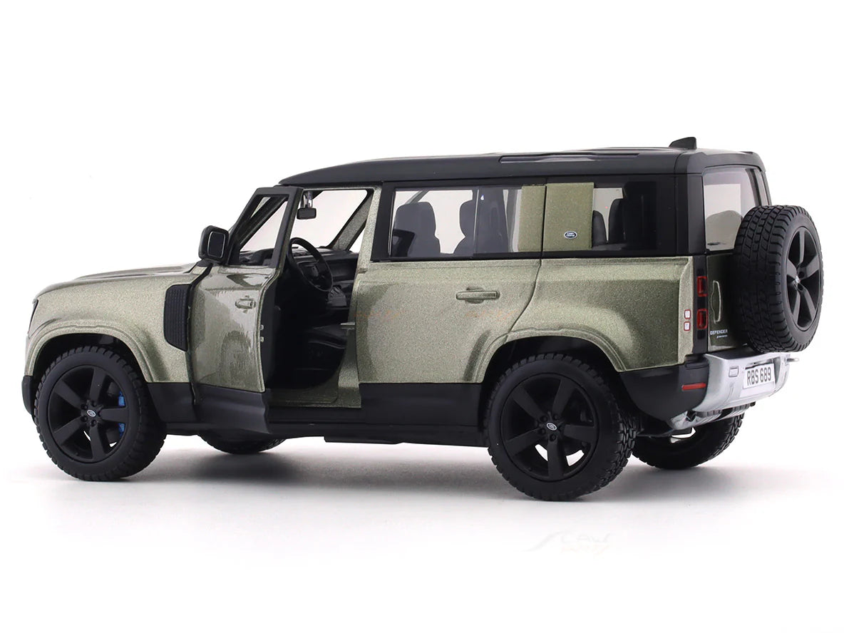 BBURAGO - 1/24 SCALE MODEL LAND ROVER DEFENDER 110 REPLICA MINIATURE SUV 2022 (GREEN) 18-91101S