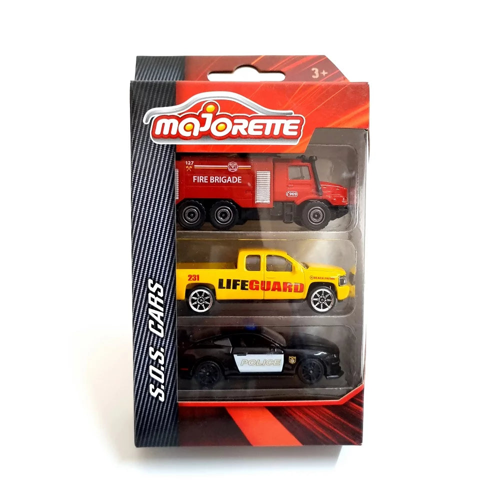 Majorette Diecast S.O.S Car Model Set of 3 Cars