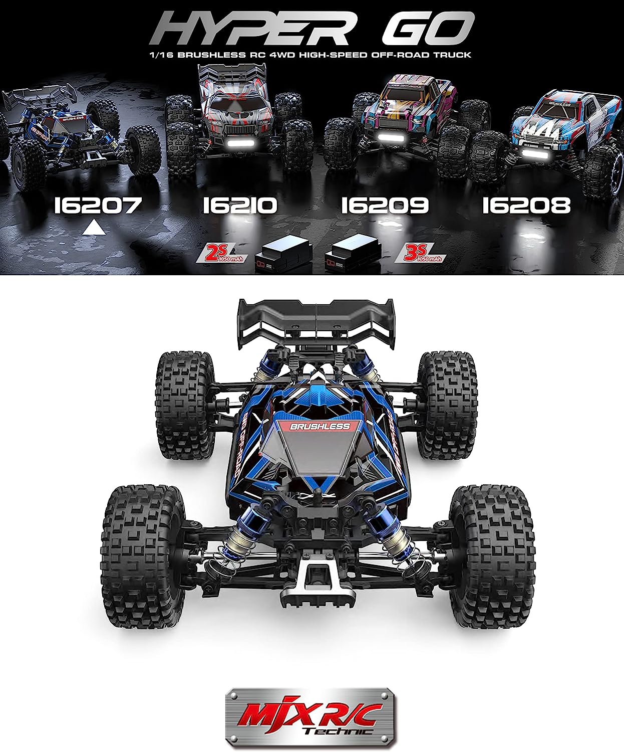 RC CAR MJX 4WD 1/16SCALE OFF ROAD RTR #16207 HIGH SPEED BUGGY