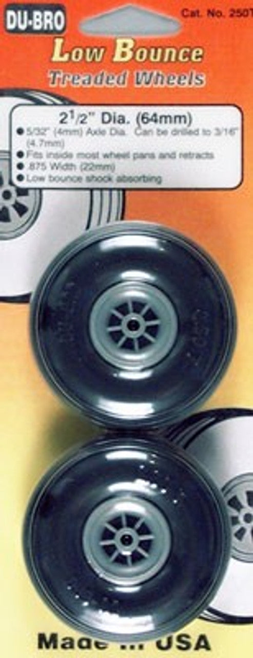 Dubro Treaded Low Bounce Wheels 2 1/2ins DUB250T 64mm