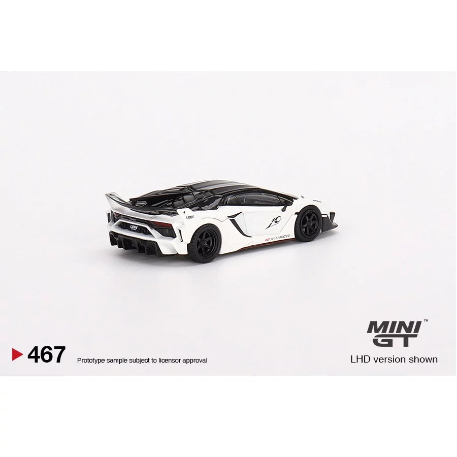 MINI GT Lamborghini Aventador GT EVO White – LB Silhouette Works 1:64 Scale Diecast Car