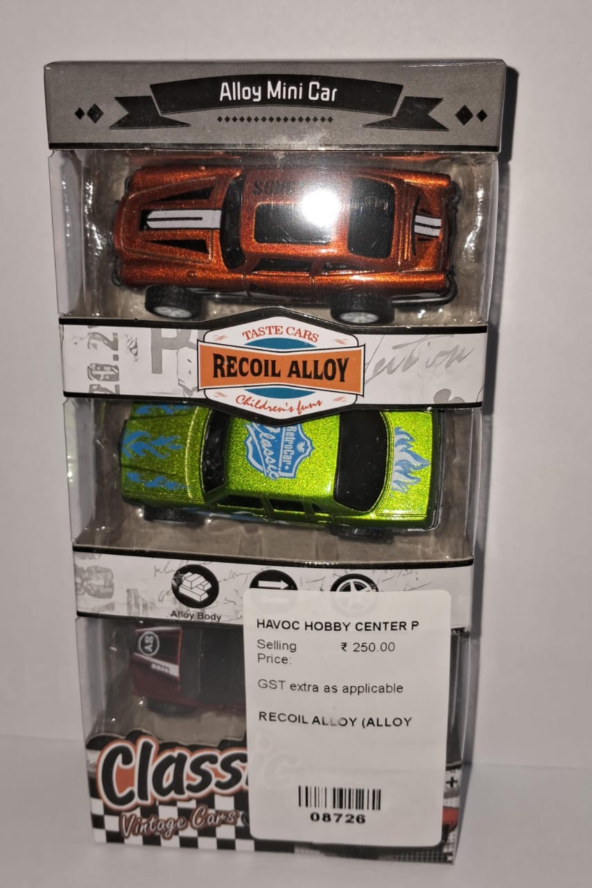RECOIL ALLOY (ALLOY MINI CAR) CLASIIC VINTAGE CARS PACK OF 3 - 18 PCS BOX