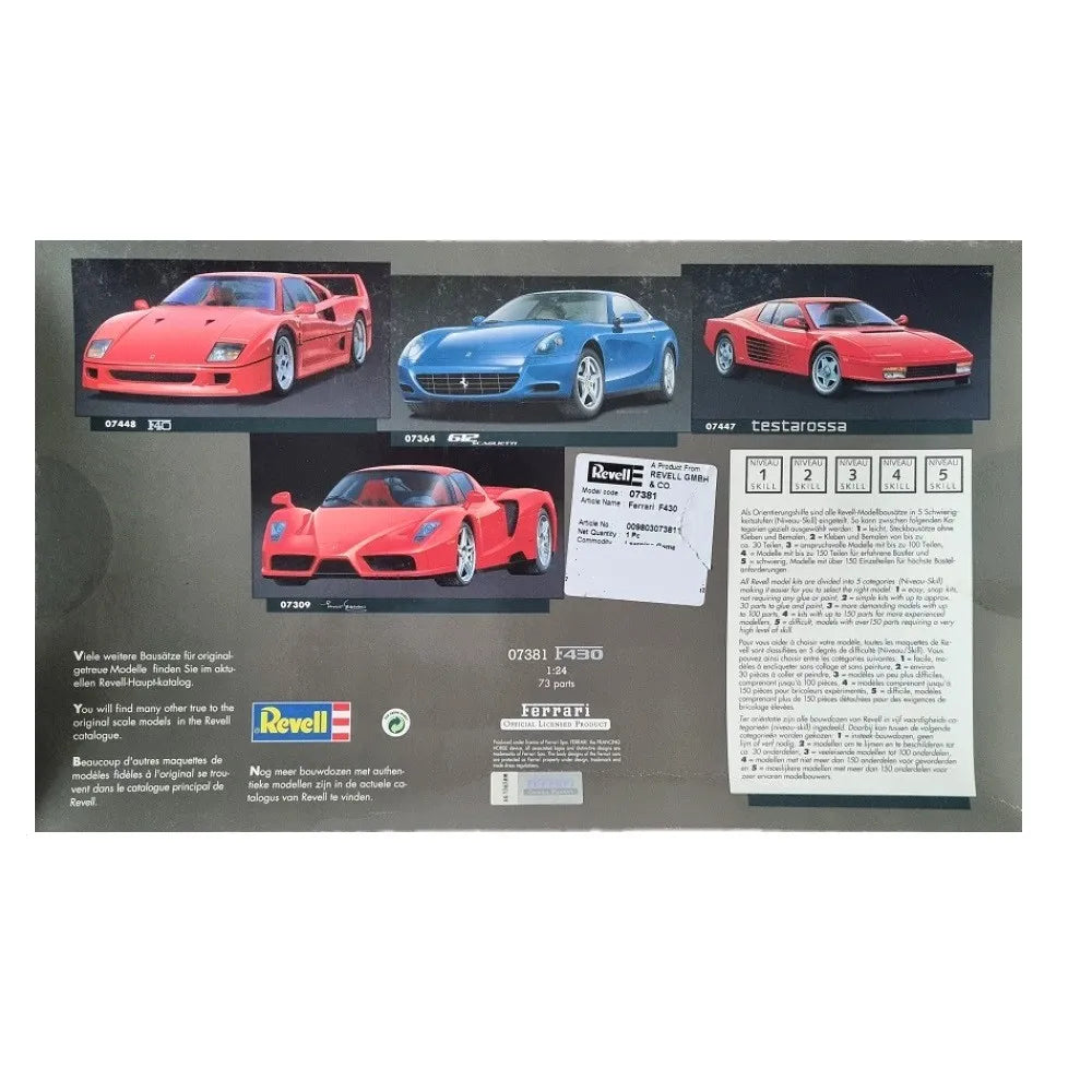 Revell Ferrari F430 1:24 Scale Plastic Model Kit 07381 (Officially Licensed)