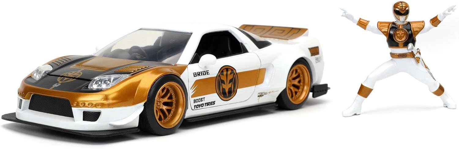 JADA TOYS POWER RANGERS 1:24 2002 HONDA NSX TYPE-R JAPAN SPEC DIE-CAST CAR WITH 2.75" (WHITE RANGER FIGURE)