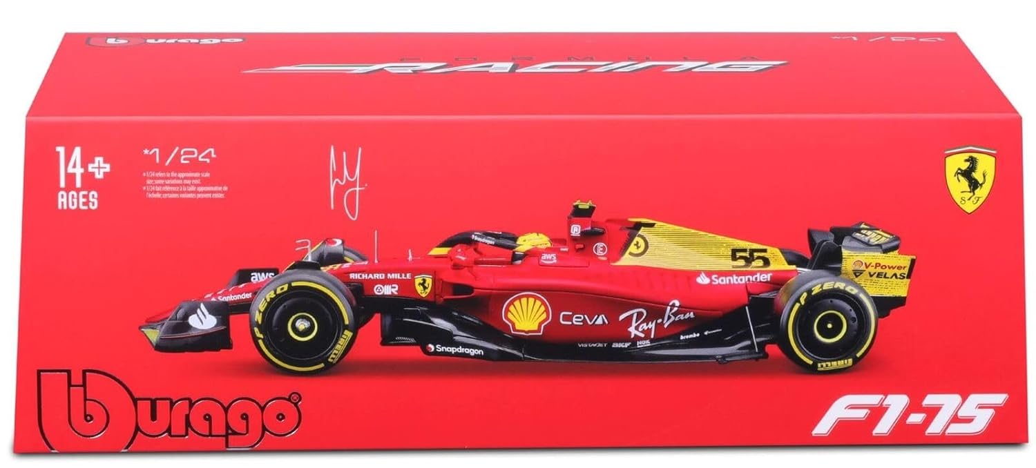BBURAGO F1 FERRARI F1-75 - #55 CARLOS SAINZ 2022  1/24 SCALE 18-26806S