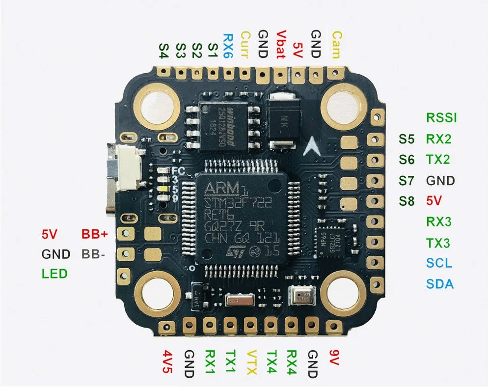 F7 MINI V1.0 FLIGHT CONTROLLER +35A 2-5S BLHELI_S 4 IN 1 ESC FLYTOWER