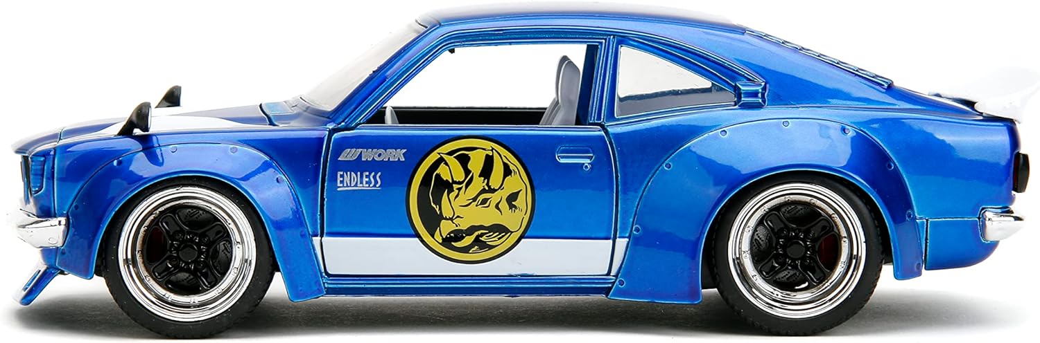 JADA POWER RANGES 1:24 1974 MAZDA RX-3 DIE-CAST CAR & 2.75" BLUE RANGER FIGURE