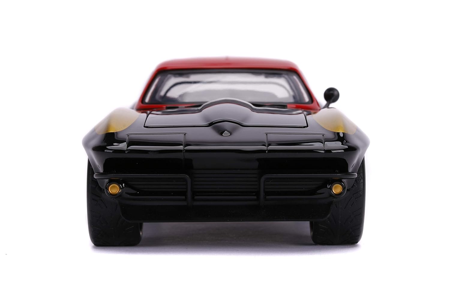 JADA TOYS DIECAST HOLLYWOOD RIDES 1:24 1966 CHEVY CORVETTE CAR WITH BLACK WIDOW ACTION
