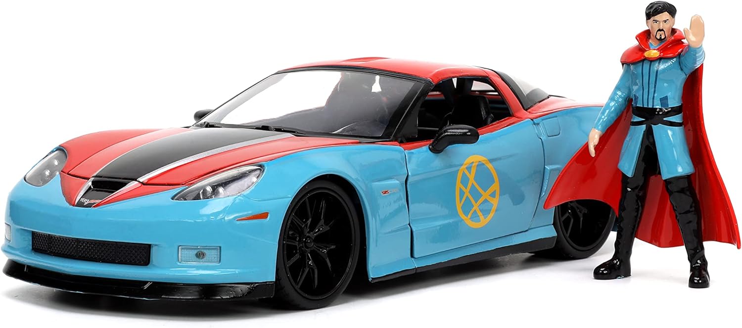 JADA TOYS MARVEL DOCTOR STRANGE 1:24 2006 CHEVY CORVETTE Z06 DIE-CAST CAR WITH 2.75'' DR. STRANGE FIGURE