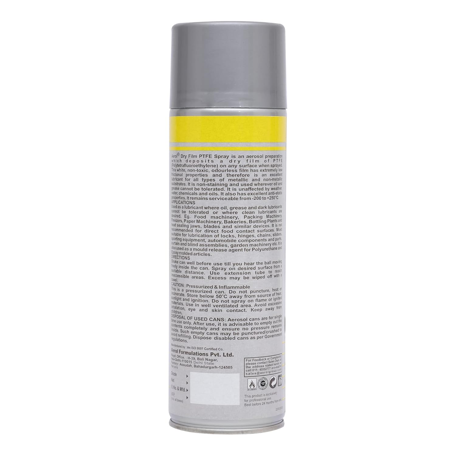 AEROL DRY FILM LUBRICANT SPRAY WITH PTFE GRADE 7701
