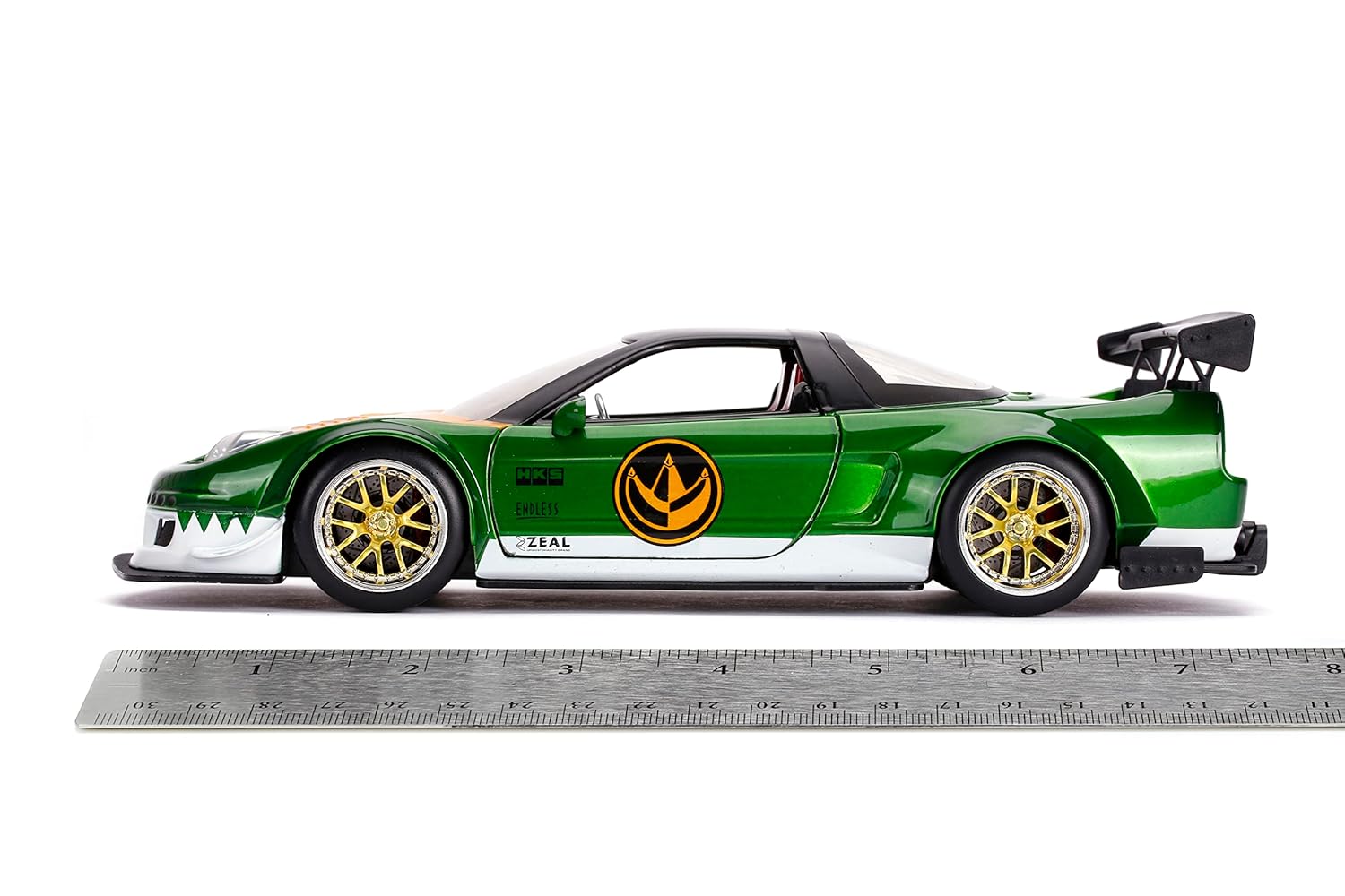JADA POWER RANGERS 1:24 2002 HONDA NSX TYPE-R JAPAN SPEC DIE-CAST CAR WITH 2.75 (GREEN RANGER FIGURE)