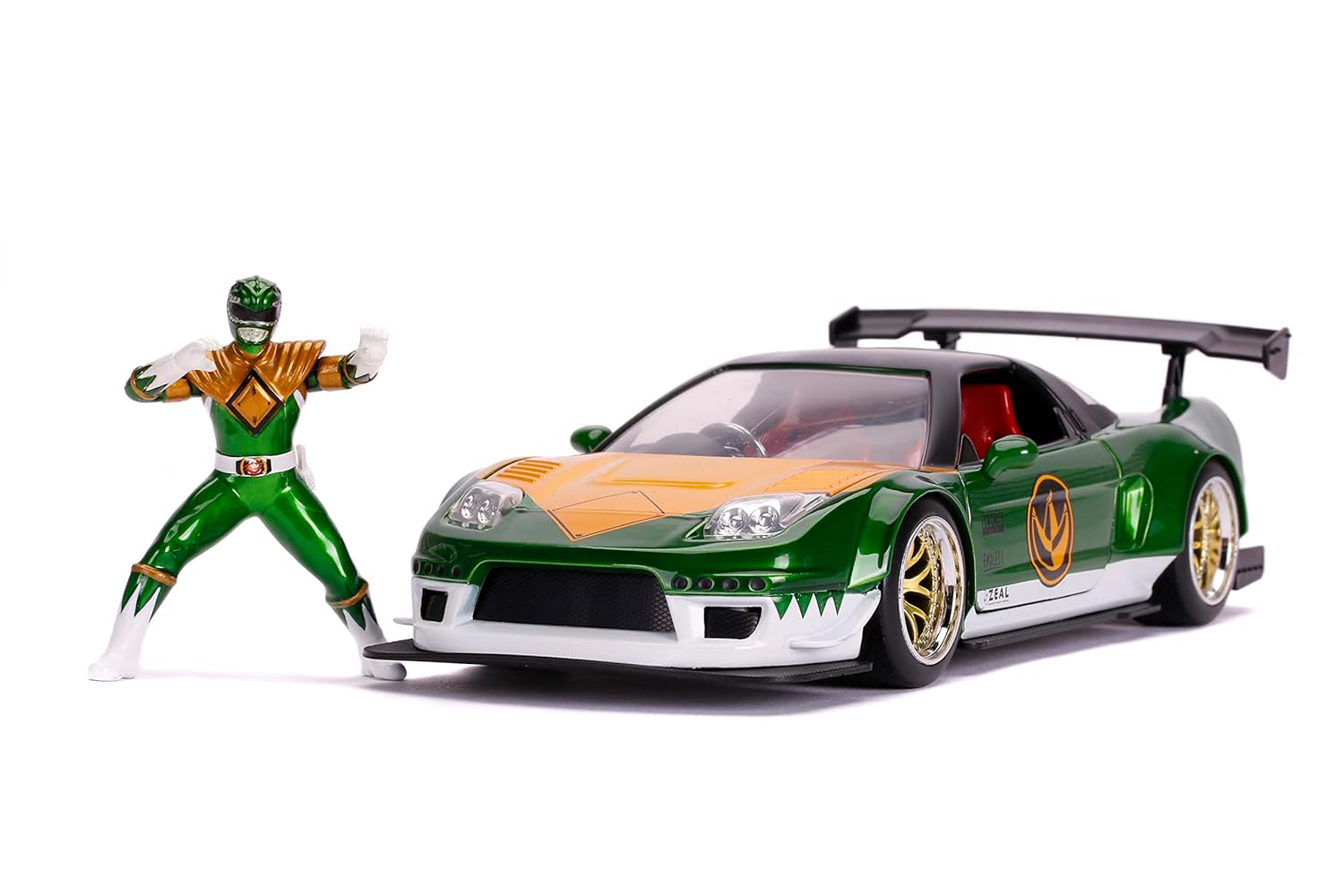 JADA POWER RANGERS 1:24 2002 HONDA NSX TYPE-R JAPAN SPEC DIE-CAST CAR WITH 2.75 (GREEN RANGER FIGURE)