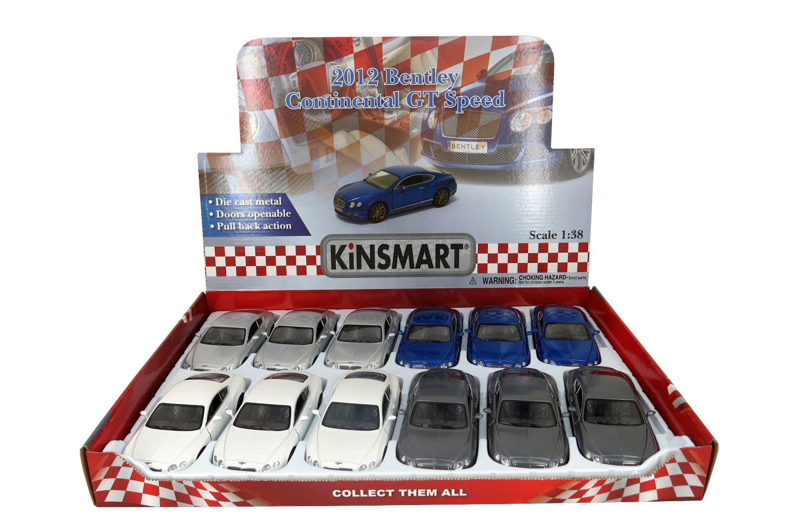 KINSMART 2012 BENTLEY CONTINENTAL GT SPEED 1:38 NO: KT5369D (WHITE)