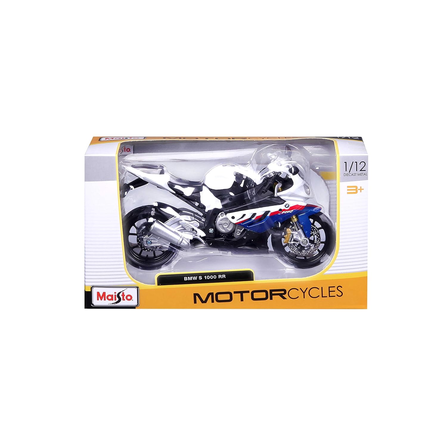 MAISTO PLASTIC 1/12 BMW S1000RR SCALE MODEL MOTORCYCLE, WHITE