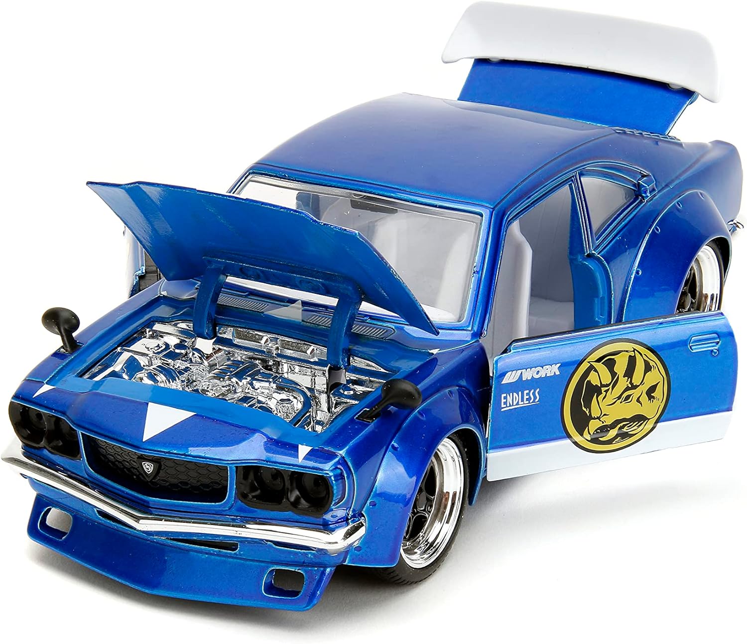 JADA POWER RANGES 1:24 1974 MAZDA RX-3 DIE-CAST CAR & 2.75" BLUE RANGER FIGURE