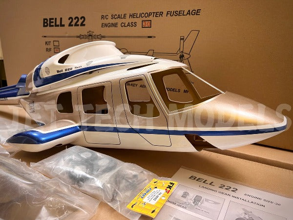 FUNKEY SCALE FUSELAGE BELL 222 .30 (550) SIZE BLUE COLOR WITH RETRACTABLE LANDING GEAR