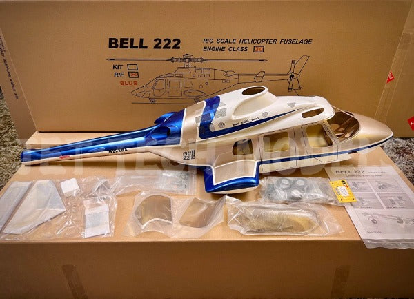 FUNKEY SCALE FUSELAGE BELL 222 .30 (550) SIZE BLUE COLOR WITH RETRACTABLE LANDING GEAR