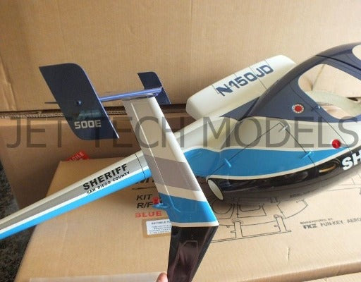 FUNKEY SCALE FUSELAGE HUGHES MD500E .50 (600) SIZE BLUE COLOR WITH LANDING SKID