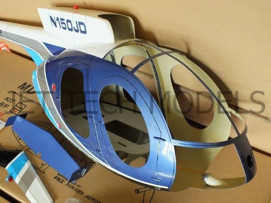 FUNKEY SCALE FUSELAGE HUGHES MD500E .50 (600) SIZE BLUE COLOR WITH LANDING SKID