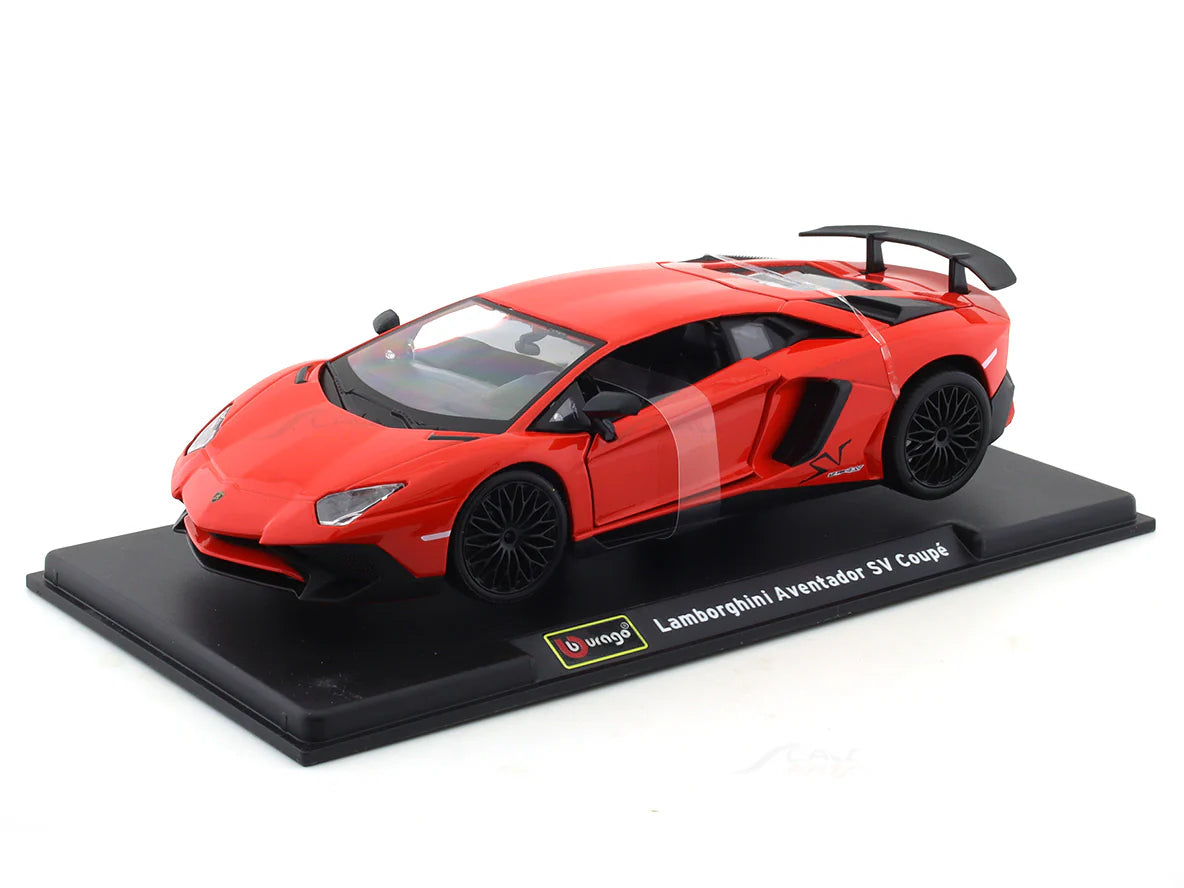 BBURAGO LAMBORGHINI AVENTADOR SV COUPE RED 1:24 SCALE DIECAST MODEL 18-91079