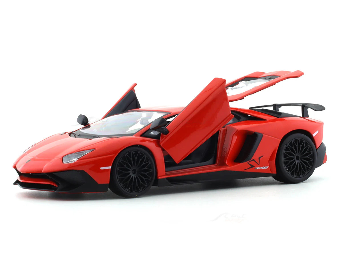 BBURAGO LAMBORGHINI AVENTADOR SV COUPE RED 1:24 SCALE DIECAST MODEL 18-91079