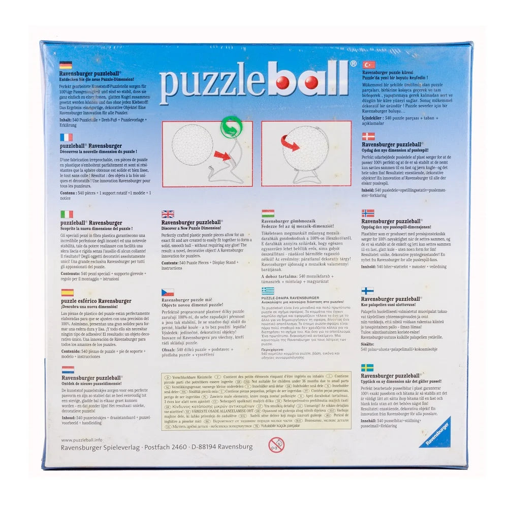 RAVENSBURGER 3D EARTH PUZZLEBALL GLOBE 22CM (540 PIECES) WITH DISPLAY STAND