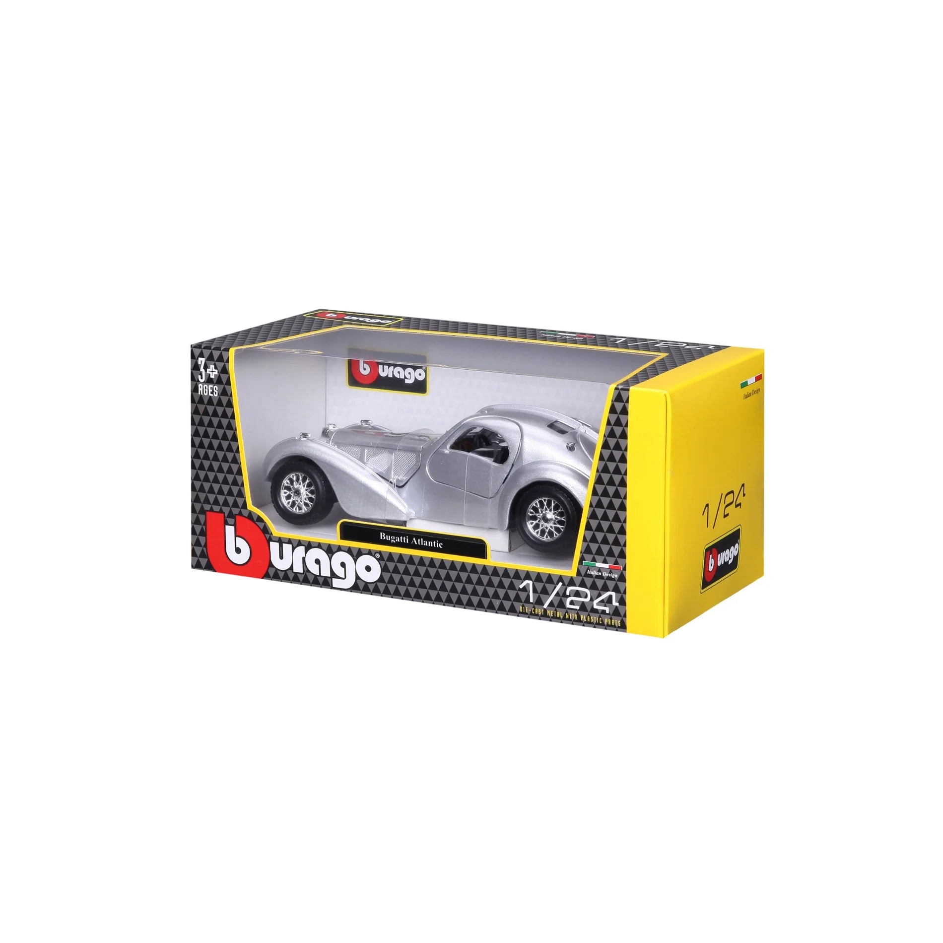 BBURAGO 1/24 SCALE BUGATTI ATLANTIC DIECAST CAR MODEL (SILVER) 18-92092