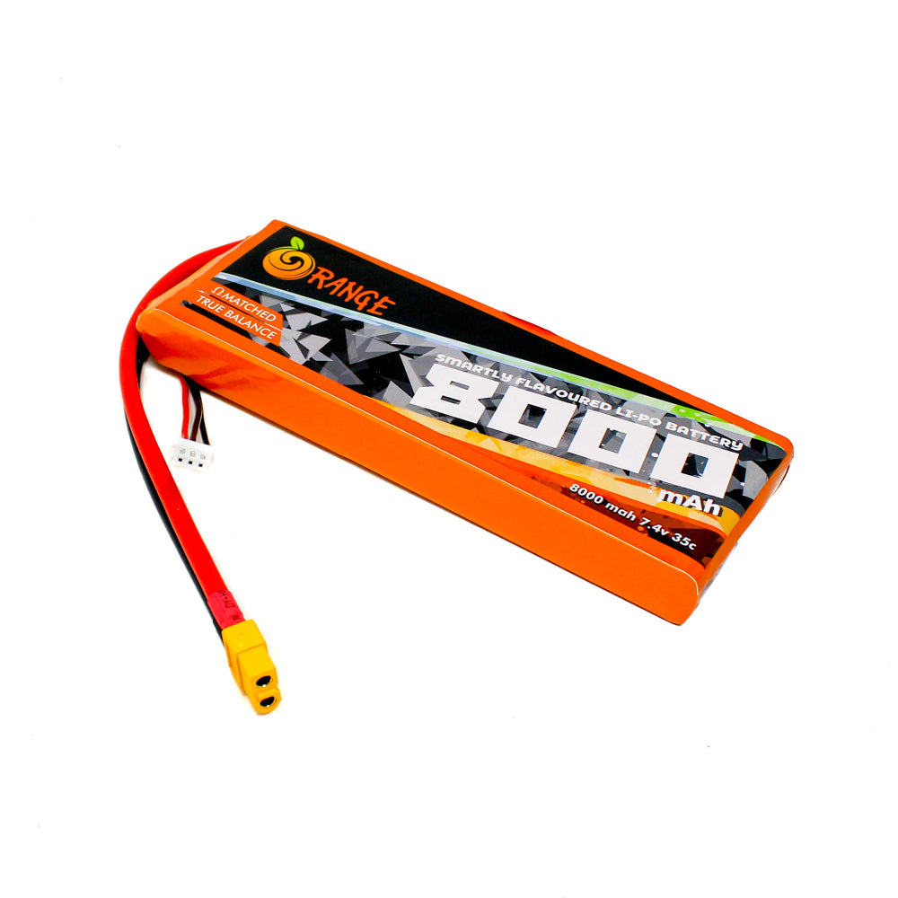 Orange 8000mAh 2S 35C (7.4 V) Lithium Polymer Battery Pack (Li-Po)