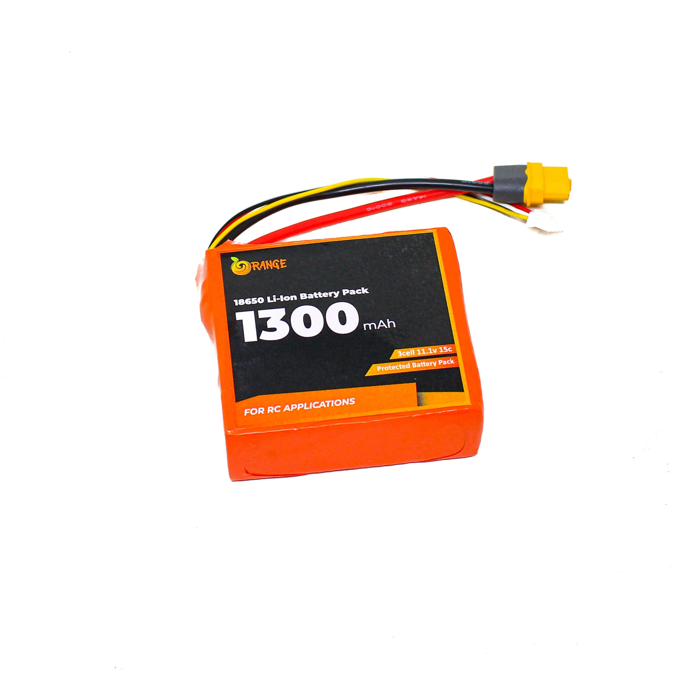 Orange ISR 18650 Li-ion 1300mAh 11.1v 3s1p Protected Battery Pack-8C