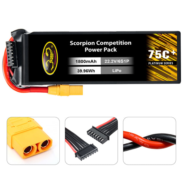 UAV-E 1800mAh-6Cell 22.2V 75C LiPo