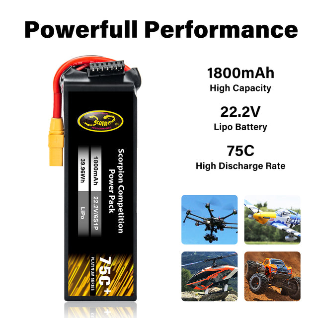 UAV-E 1800mAh-6Cell 22.2V 75C LiPo