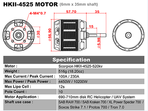 Scorpion HKII-4525-520KV (Version 2) – ULTIMATE Motor SC-HKII-4525-520-ULT